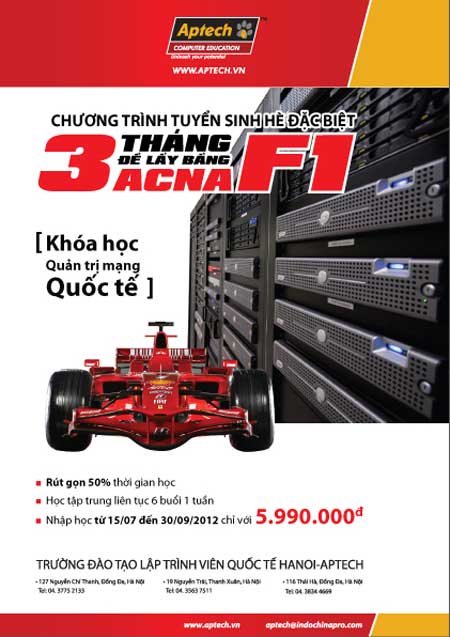 Hanoi-Aptech tăng thêm thời gian cho các tay đua F1