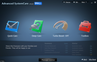 Advanced SystemCare PRO 4.2.0: Chăm sóc sửa chữa và tối ưu máy tính