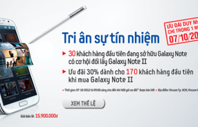 60 chiếc Galaxy Note 2 đổi miễn phí trong ngày 7/10