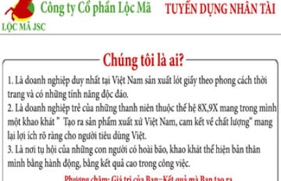 Công ty cổ phần Lộc Mã tuyển dụng