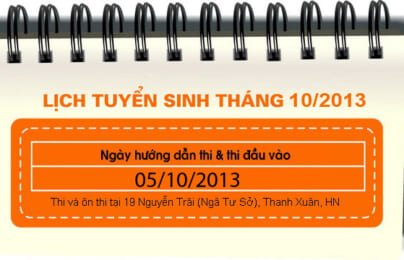 Lịch tuyển sinh tháng 12 : 05/12/2013