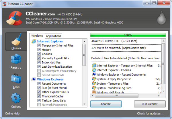 CCleaner phần mềm xóa file tạm hữu hiệu