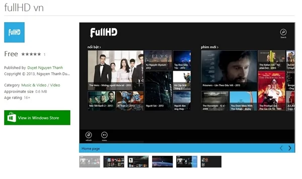 Ứng dụng giúp xem miễn phí phim HD trên Windows 8/8.1