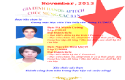 Học viên xuất sắc tháng 11/2013