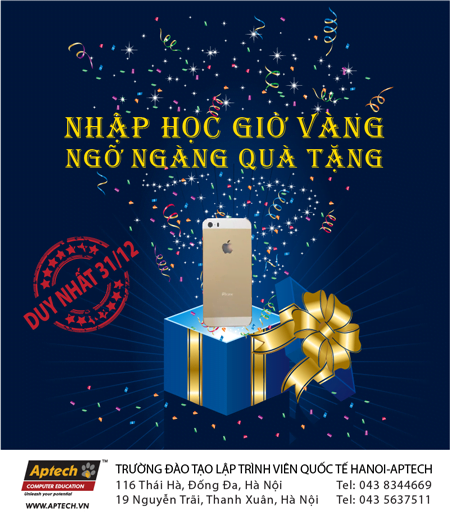 Hanoi – Aptech tặng iPhone 5S một ngày duy nhất 31/12-2