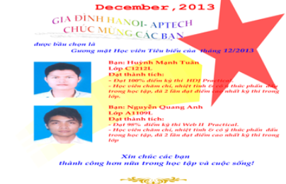Học viên xuất sắc tháng 12/2013