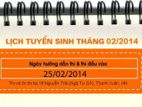 Lịch tuyển sinh tháng 02 : 25/02/2014