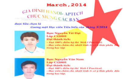 Danh hiệu học viên tiêu biểu tháng 3/2014