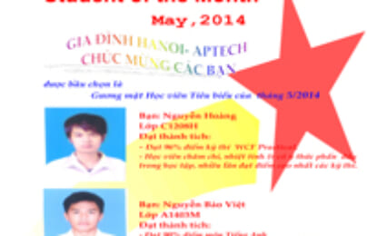 Danh hiệu học viên tiểu biểu tháng 5/2014