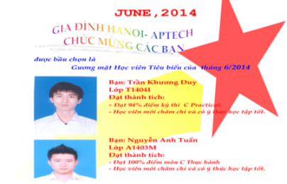 Danh hiệu học viên tiêu biểu tháng 6/2014