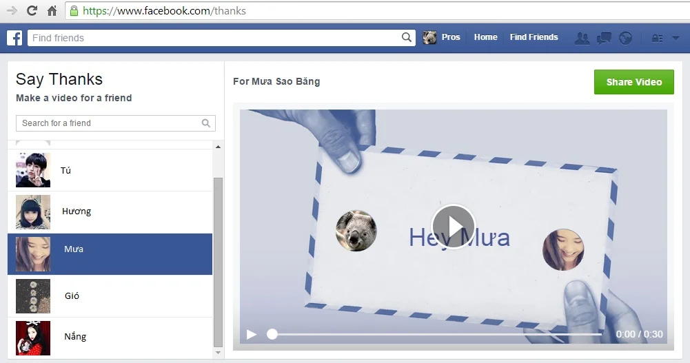Hướng dẫn tạo video cảm ơn với ứng dụng Say Thanks trên Facebook