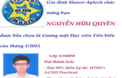 Học viên tiêu biểu tháng 1/2015