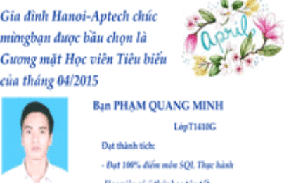 Học viên tiêu biểu tháng 4/2015