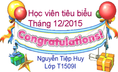 Học viên tiêu biểu tháng 12/2015
