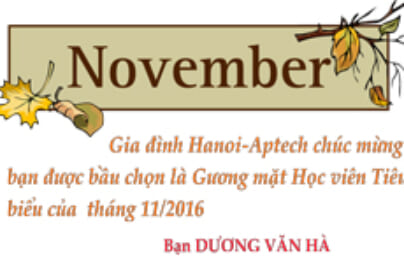 {Hanoi- Aptech} Gương mặt tiêu biểu tháng 11/2016