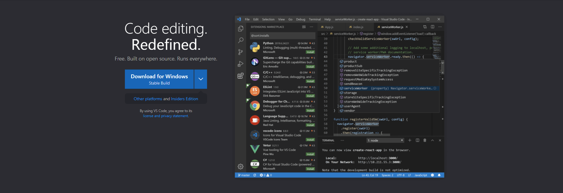 Visual Studio Code Code Editing Redefined