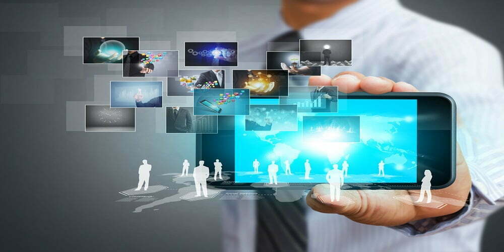 Touch screen mobile phone with business concept Touch screen mobile phone with business concept